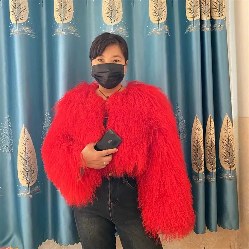 100% Mongolian sheep large-sized fur coat sheepskin coat thick warm coat factory discount 240923