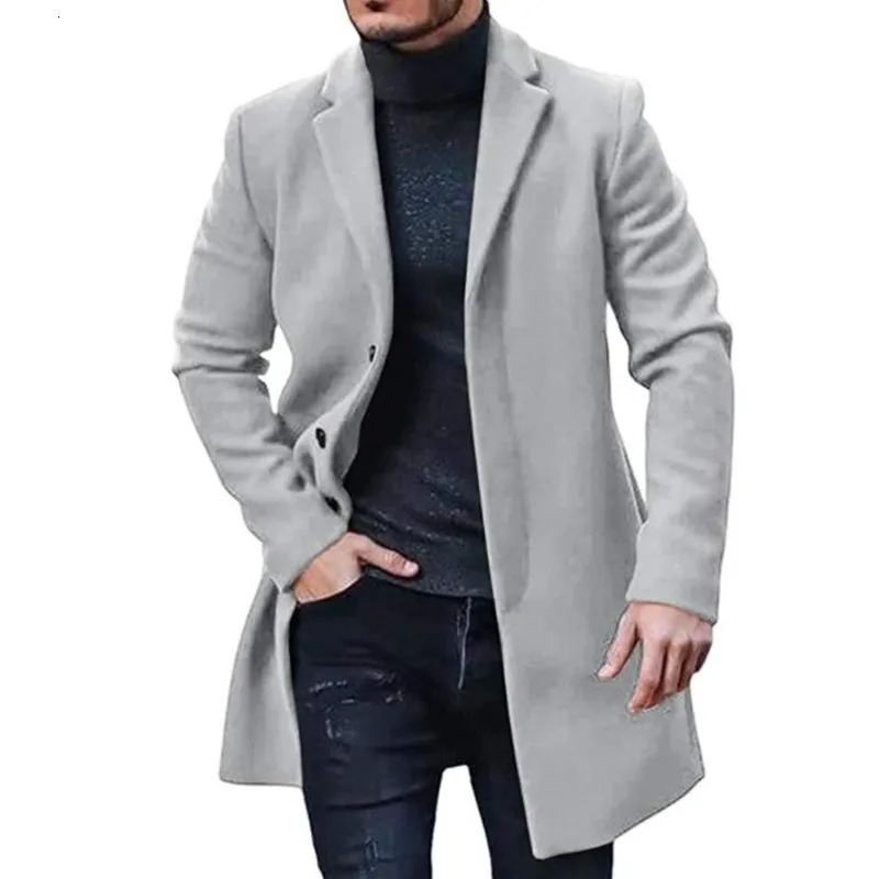 Male Streetwear Jackets Mans Solid Color Casual Outerwear And Coats Single Breasted Lapel Wool Mens Jacket For Spring Winter