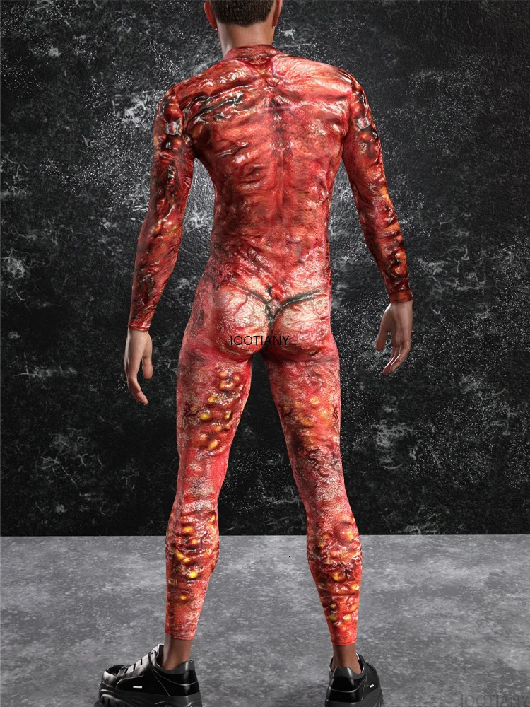 Mens horror muscle zombie cosplay jumpsuit Halloween adult alien bodysuit makeup theme party carnival bodysuit festival shapewear 240930