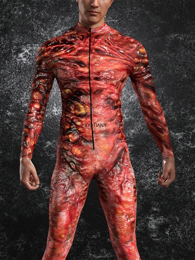 Mens horror muscle zombie cosplay jumpsuit Halloween adult alien bodysuit makeup theme party carnival bodysuit festival shapewear 240930