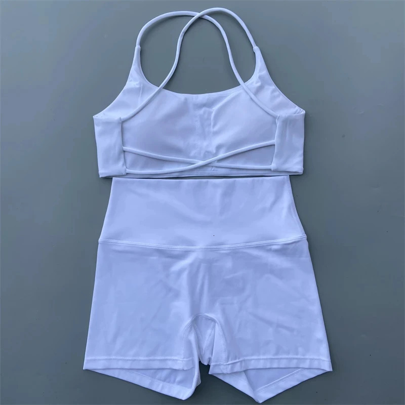 Solid Color gym bike Yoga Set short Legging cross sport bra Tracksuit Athletic Women Gym Suit Comprehensive Training y240920