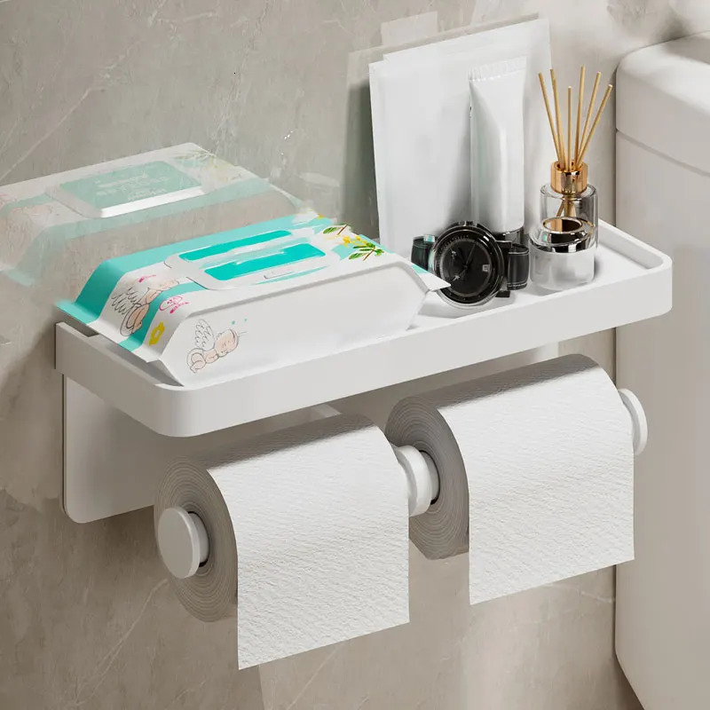 Aluminum alloy paper holder wall mounted toilet roll paper holder without drill bathroom kitchen paper holder 240929