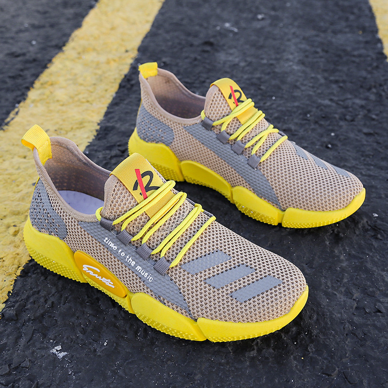 Leisure sports men's breathable running shoes, Korean version of fashionable and trendy mesh shoes