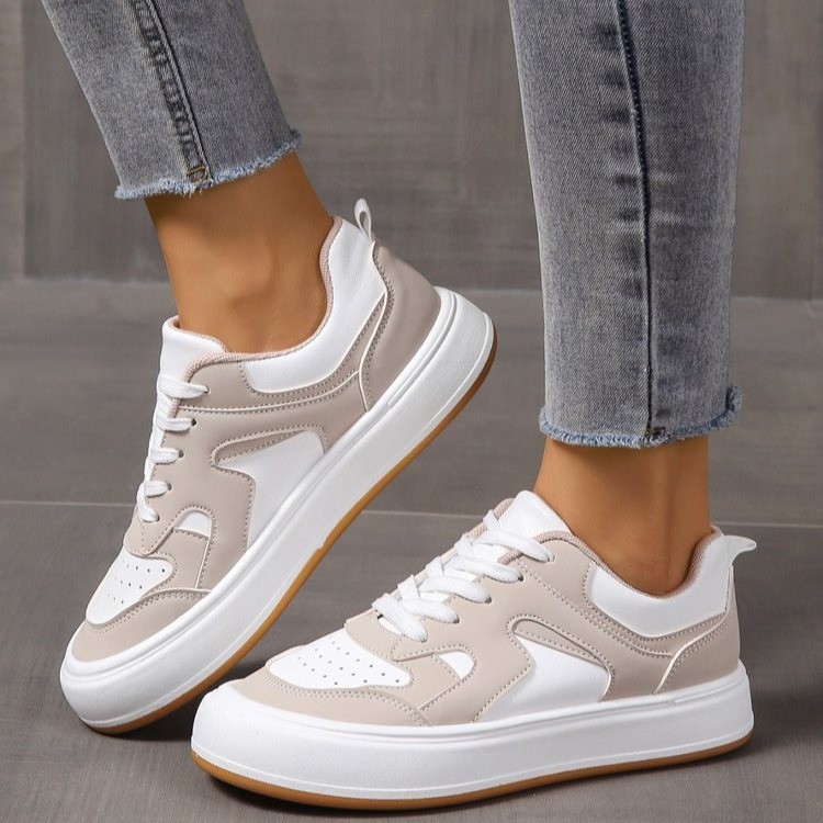 Casual Shoes for Women Breathable Blue Pink White Brown Lace Up Trendy Shoes Leather Shoes