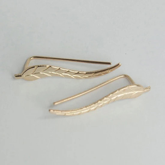 Trendy Leaf Earrings Ear Climber Round Heart Stud for Women Everyday Jewelry Boho Cat Paw Knot Cuff Piercing 240926