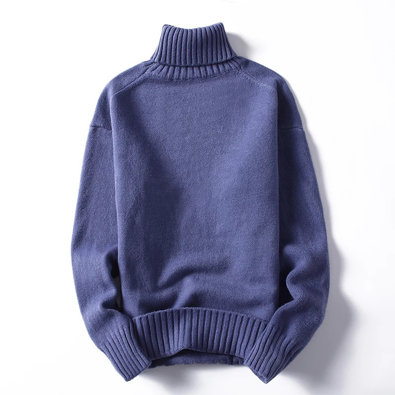 Mens Turtleneck Sweater and Pullover Winter Casual Solid Knitted Turtleneck Wool Sweater Fashion Pullover Mens 240930