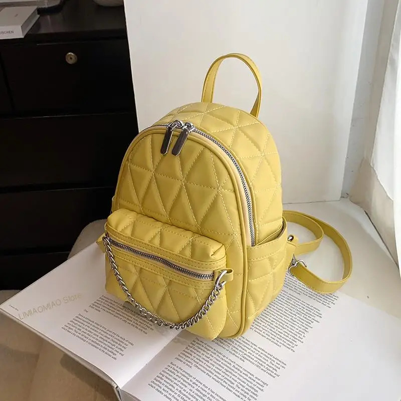 Leather Sac A Dos Chain Fashion High Quality Small Backpack for Teenage Mochila Rucack 240927 73fc 4