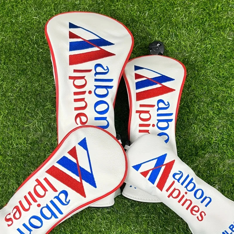 Golf club head cover set made of PU fabric with hook and loop closure suitable for hybrid drivers amusement park forest dustproof protective socks 240