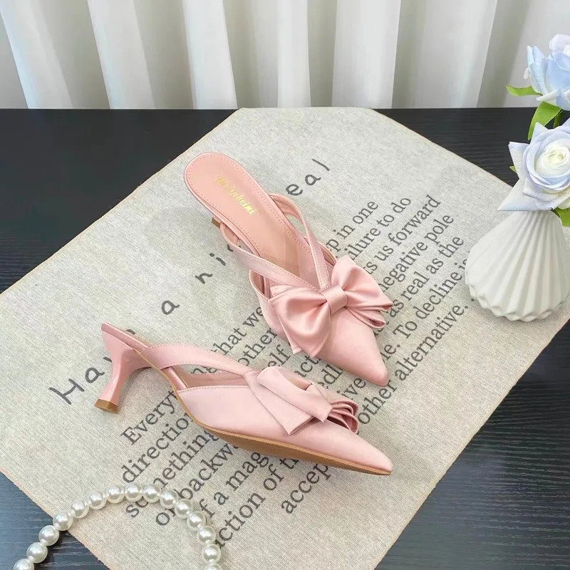 Pointed New Toe Women 2024 Summer Fashion Thin High Heels Slippers Female Casual Party Outdoor Sgbac Pumps Mujer 240921