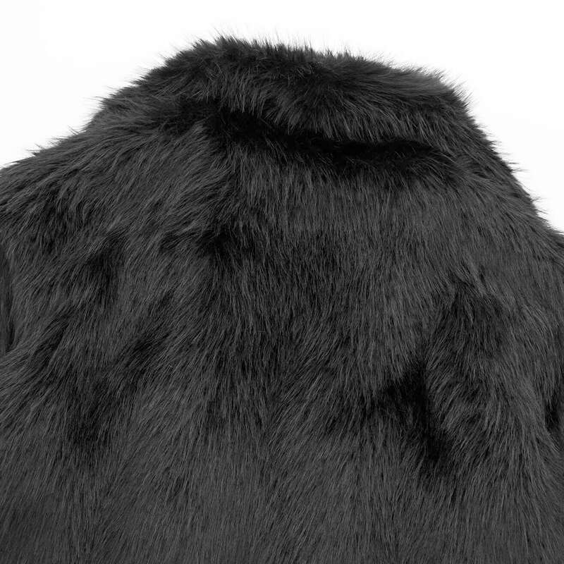 TRAF 2024 Women's Black Fluffy Autumn Winter Faux Fur Coat Plush Outerwears White Red Gray Warm Cropped Jacket