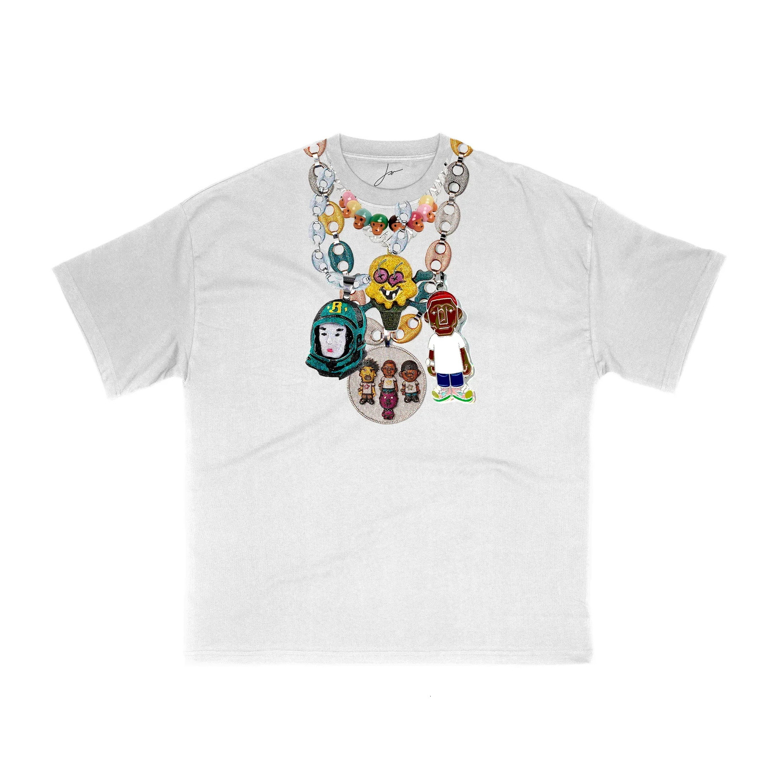 American hip-hop rap trend Harajuku pendant printed mens T-shirt Y2K summer pure cotton short sleeved street pop culture 240930