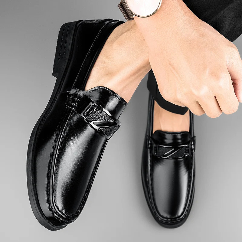 Formal dress mens flat shoes/5cm elevator shoes mens lifting sports shoes soft denim leather mens casual height increase shoes 240930 - view 5