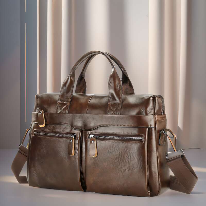 Leather Men's Business Shoulder Office Bag Men Executive Laptop Large Capacity Briefcase Teacher Handbag Transverse