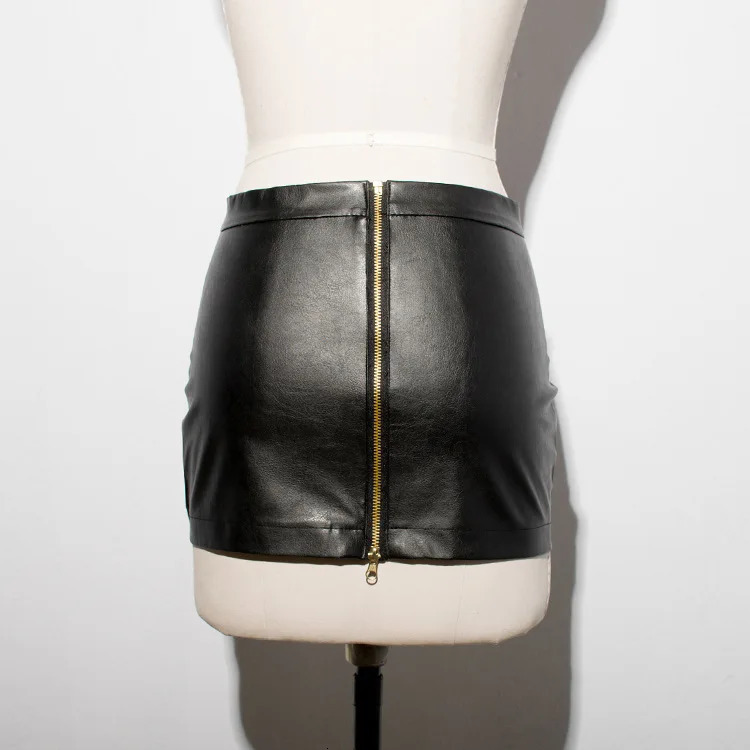 Sexy Zipper Micro MINI Skirt Faux Leather Tight Hip Slim High Waist With Belt Pencil Package Club Wear FX017 240924