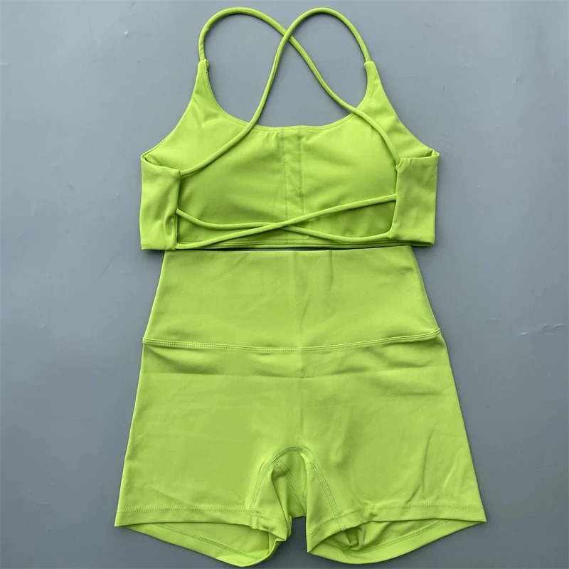 Solid Color gym bike Yoga Set short Legging cross sport bra Tracksuit Athletic Women Gym Suit Comprehensive Training y240920
