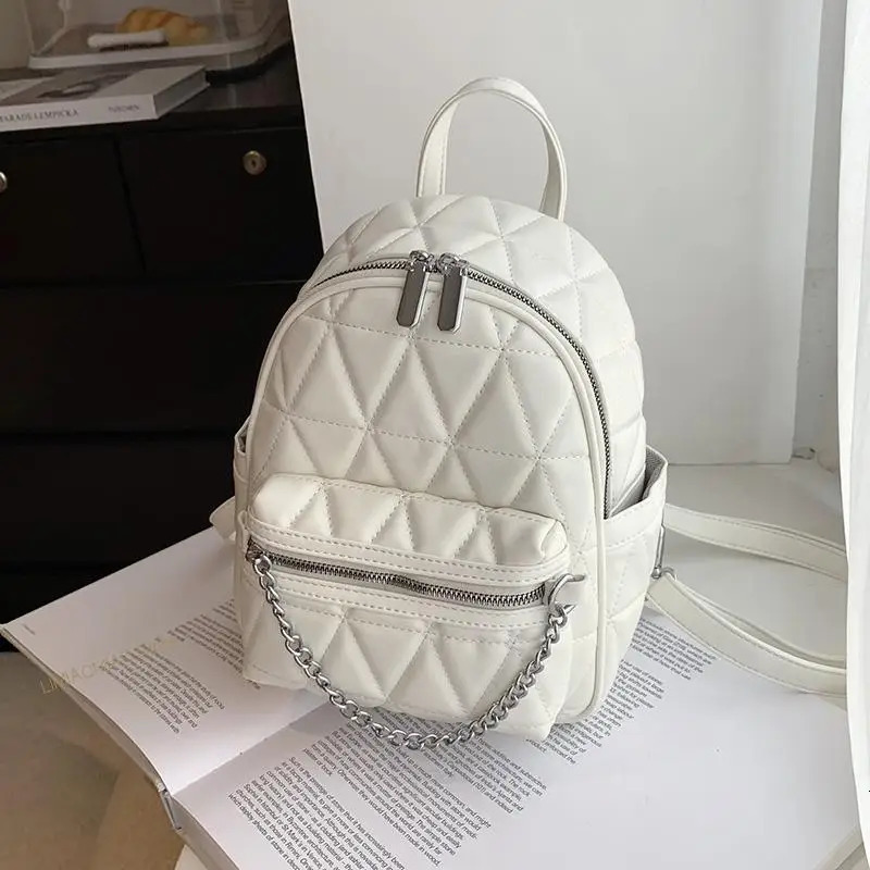 Leather Sac A Dos Chain Fashion High Quality Small Backpack for Teenage Mochila Rucack 240927 73fc 4