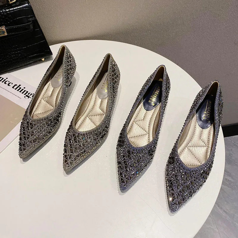 Glitter Crystal Pumps Women Trafa Gold Shoes Glass Heel Brides Wedding Shoes Female Office Ladies Dress High Heels Tacones Mujer 240927