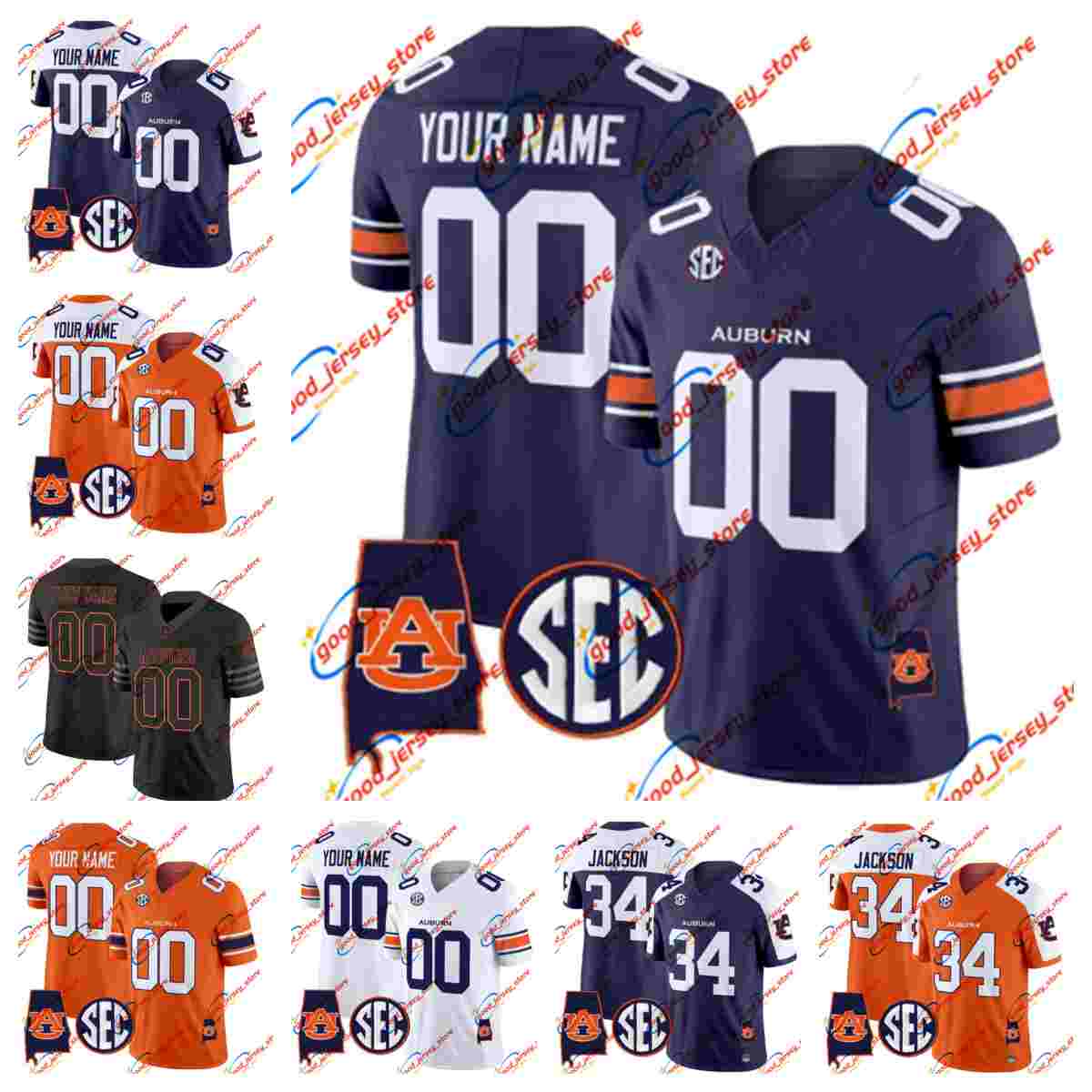 2024 NCAA Auburn Tigers Football jersey College jersey 1 PAYTON THORNE 27 JARQUEZ HUNTER 5 LAMBERT-SMITH 0 DAMARIALSTON 34 BO JACKSON 2 CAM NEWTON 1 WAR EAGLES