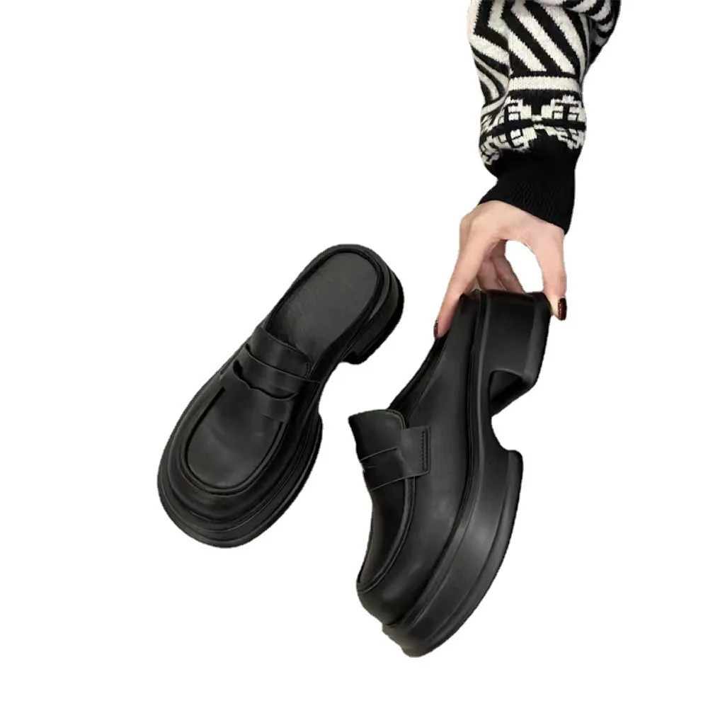 Women's hot Sier Platform Mules - Comfortable PU Leather Loafers Slides for Casual Wear