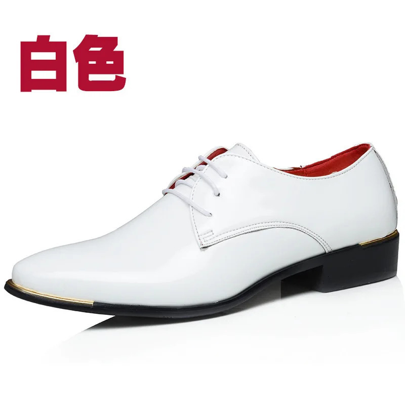 Mens High Quality Patent Leather Shoes White Wedding Shoes Size 38-48 Black Leather Soft Mens Dress Shoes 250226
