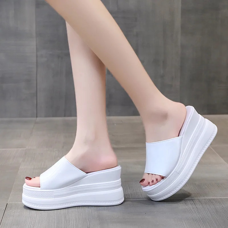 COOTELILI Fashion Slippers Women Shoe Outside Red Summer Women Platform Slippers Slip On 9cm Heel Casual 34-39 240924