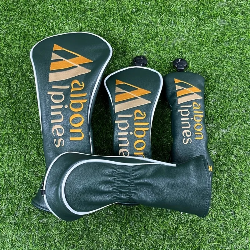 Golf club head cover set made of PU fabric with hook and loop closure suitable for hybrid drivers amusement park forest dustproof protective socks 240