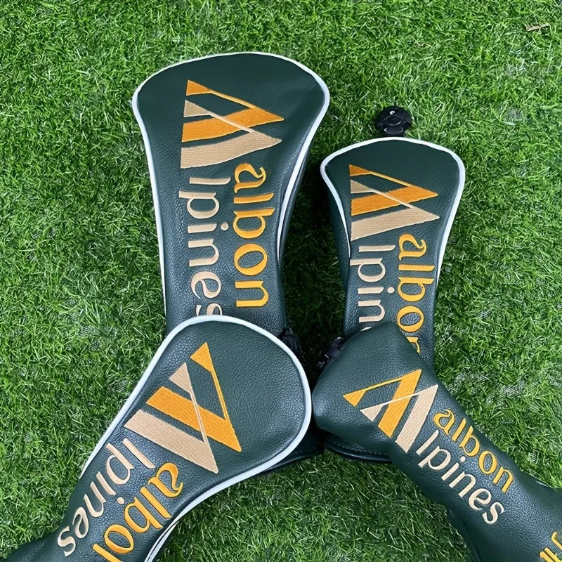 Golf club head cover set made of PU fabric with hook and loop closure suitable for hybrid drivers amusement park forest dustproof protective socks 240
