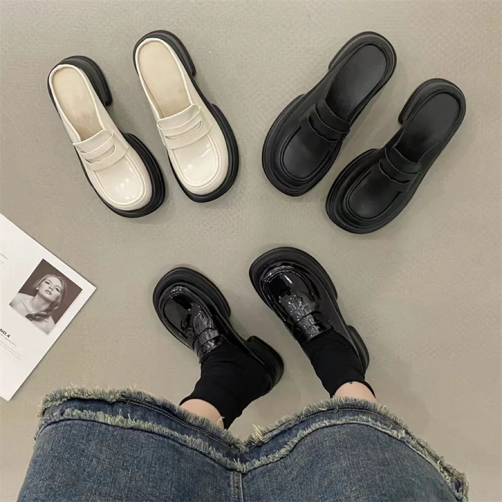 Women's hot Sier Platform Mules - Comfortable PU Leather Loafers Slides for Casual Wear