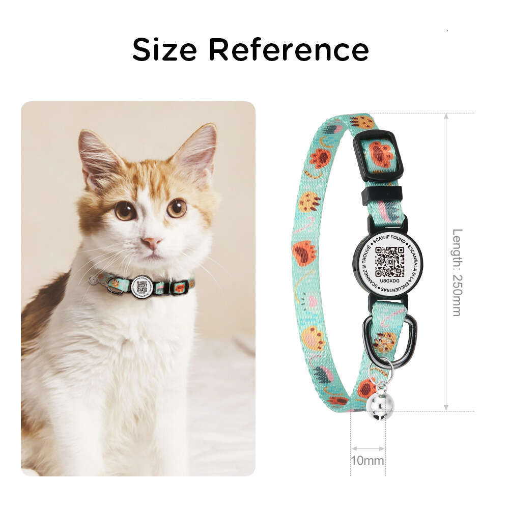 Software ready Personalized Adjustable Breakaway Buckle Anti-loss Safety Smart Cat Collar Necklace With ID Name Tag