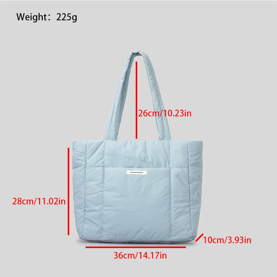 Casual Nylon Women Shoulder Bags Padded Lady Handbags Large Capacity Tote Bag Simple Lightweight Puffer Shopper Purses 240930