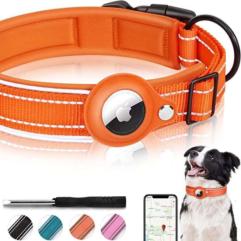 Apple Airtag tracker protective case missing pet locator Reflective bell collar for dogs and cats