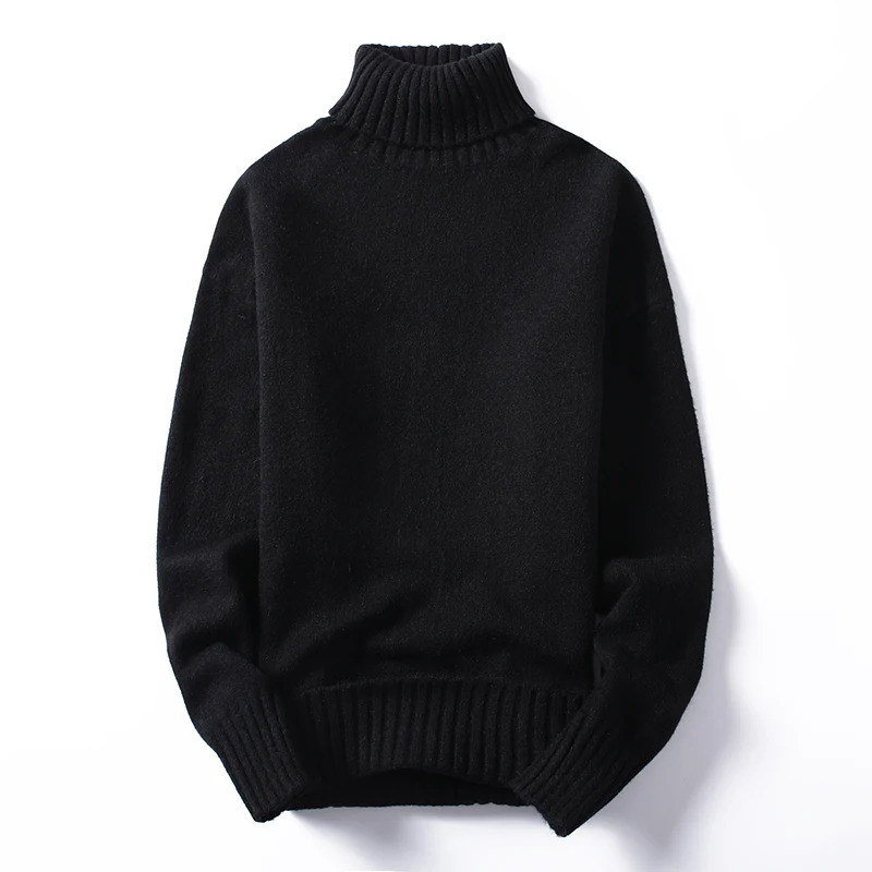 Mens Turtleneck Sweater and Pullover Winter Casual Solid Knitted Turtleneck Wool Sweater Fashion Pullover Mens 240930