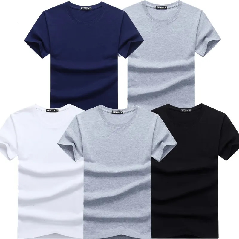 high-quality fashionable mens T-shirt casual short sleeved mens pure cotton casual T-shirt summer clothing 5 pieces/batch 240930