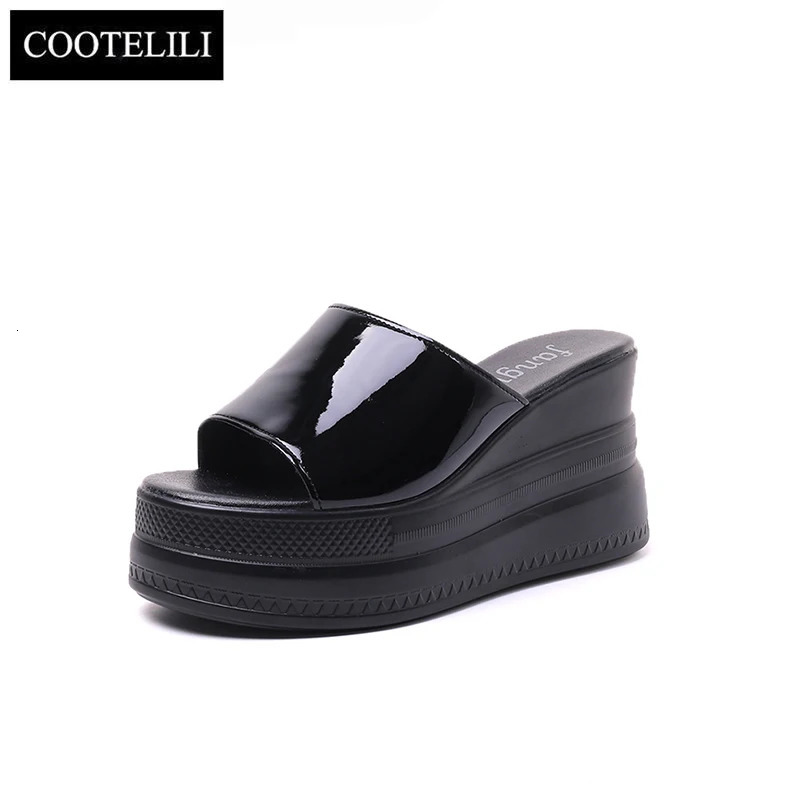 COOTELILI Fashion Slippers Women Shoe Outside Red Summer Women Platform Slippers Slip On 9cm Heel Casual 34-39 240924