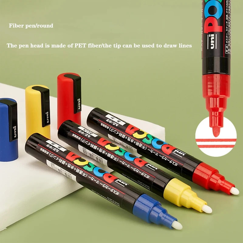 Uni Posca Acrylic Paint Marking PC-5M PC-3M PC-1M PC-17K PC-8K 7/8/12/15/24/29 Packaging Set Rock Paint Marking Art Pen 240929