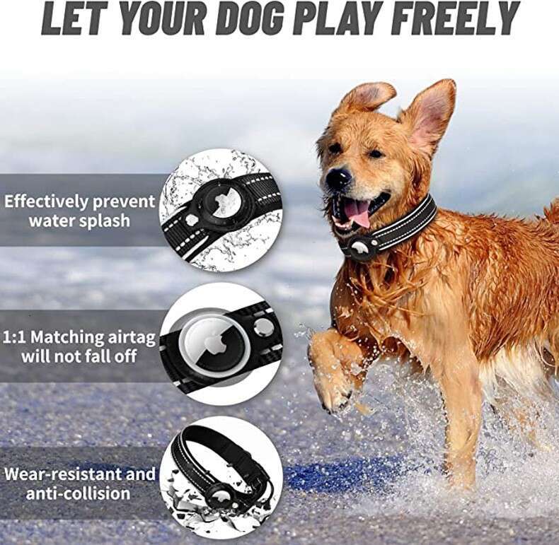 Apple Airtag tracker protective case missing pet locator Reflective bell collar for dogs and cats