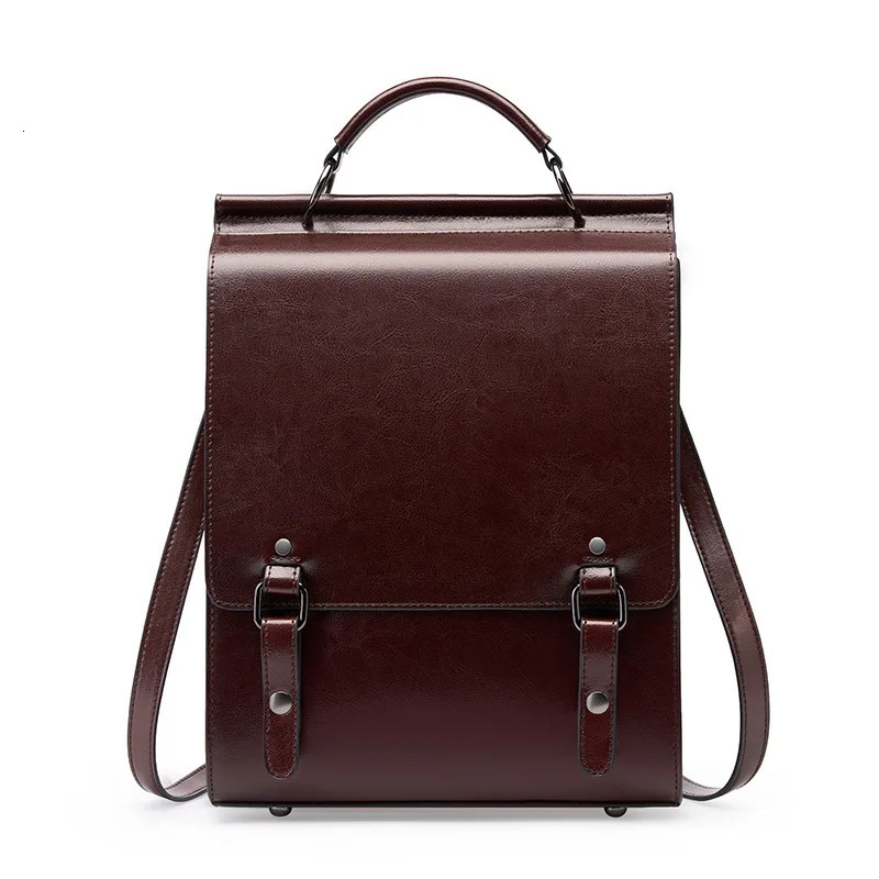 Womens retro leather college style student backpack multifunctional leisure travel school bag womens handbag 240927 0ce8 4