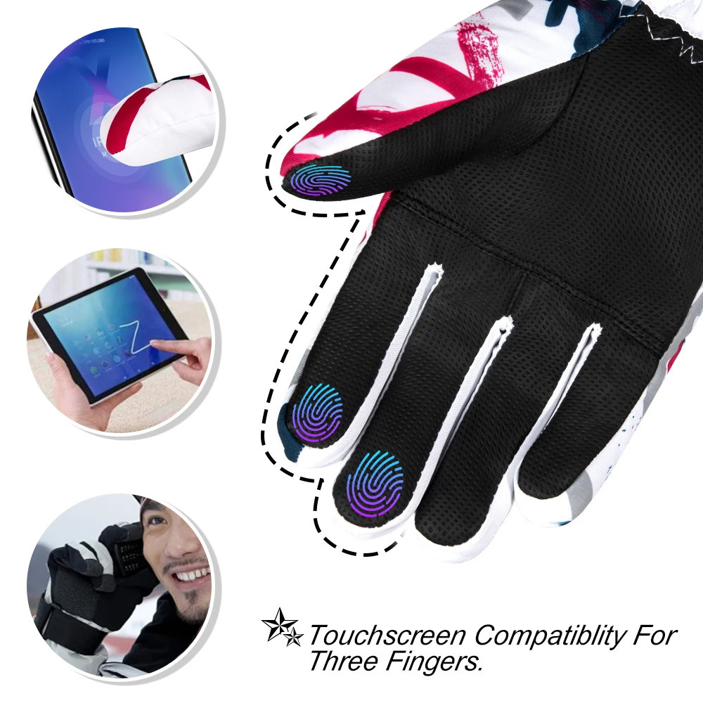 COPOZZ Mens 3-Finger Touch Screen Ski Gloves Waterproof Winter Warm Ski Board Gloves Motorcycle Riding Snow Mobile Phone Gloves 240921