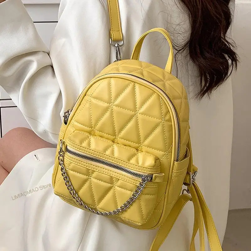 Leather Sac A Dos Chain Fashion High Quality Small Backpack for Teenage Mochila Rucack 240927 73fc 4