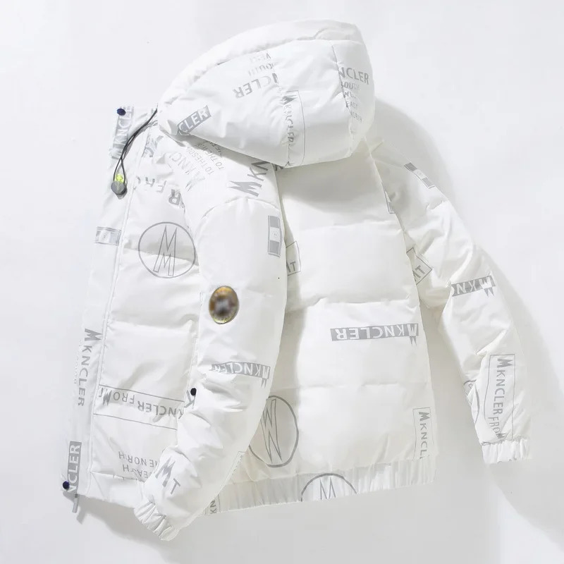 Winter Mens Hoodie Inflatable Jacket Shiny Coat Leisure Park High Quality Mens White Duck Outdoor Windproof Jacket 4XL 240923