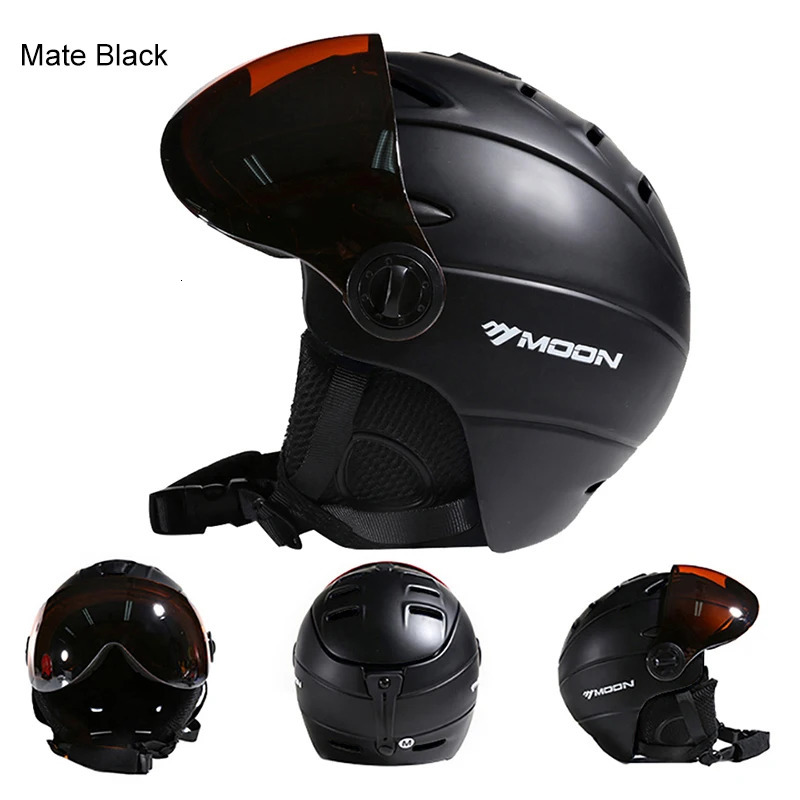 MOON professional semi covered ski helmet integral molded sports mens snowboard helmet with goggles 241016 ww
