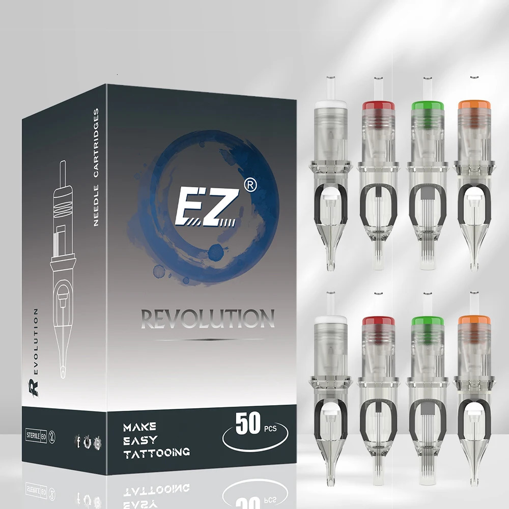 50 Pieces Valued Package EZ Revolution Tattoo Cartridge Needle kit RL RS M1 M1C Assorted Sizes for Tattoo Machine Supplies 240925