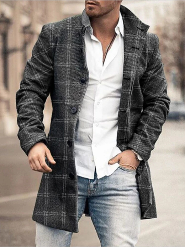 outerwear European and American winter wool windproof machine stand up collar mid length pocket casual jacket 240929