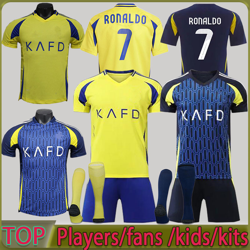 Ronaldo 2024/25 Al Nassr FC Soccer Jersey Away kids Kit CR7 Mane Gonzalo Martinez Talisca Children Athletic Outdoor Apparel man Football Shirts Shorts Kits