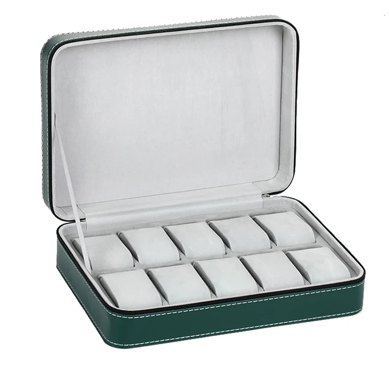 Watch Box Zippered Travel Case PU Leather Watch Storage Box Jewelry Collection Display Holder Organizer for Men Women 240927