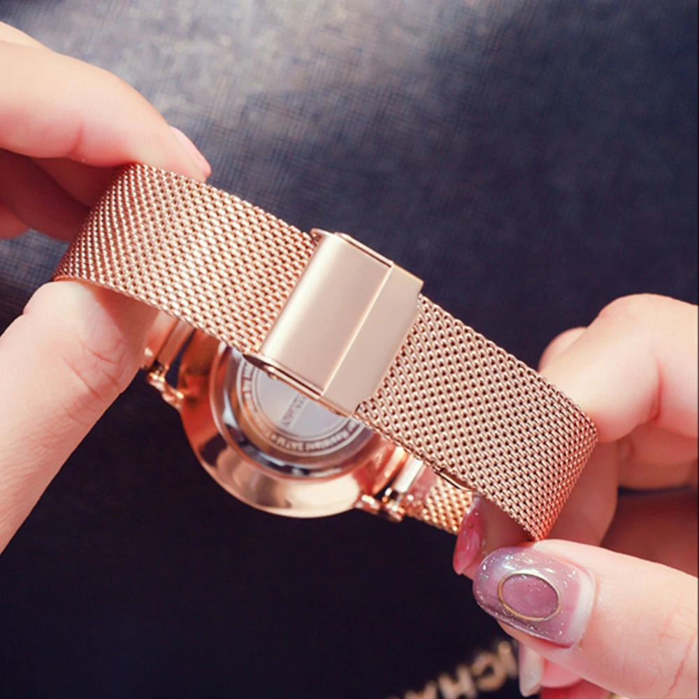 Hannah Martin Japanese Quartz Movement High Quality Womens Stainless Steel Mesh Rose Gold Waterproof Womens Watch Direct CB36 240918