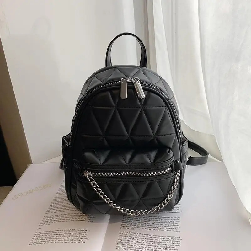 Leather Sac A Dos Chain Fashion High Quality Small Backpack for Teenage Mochila Rucack 240927 73fc 4