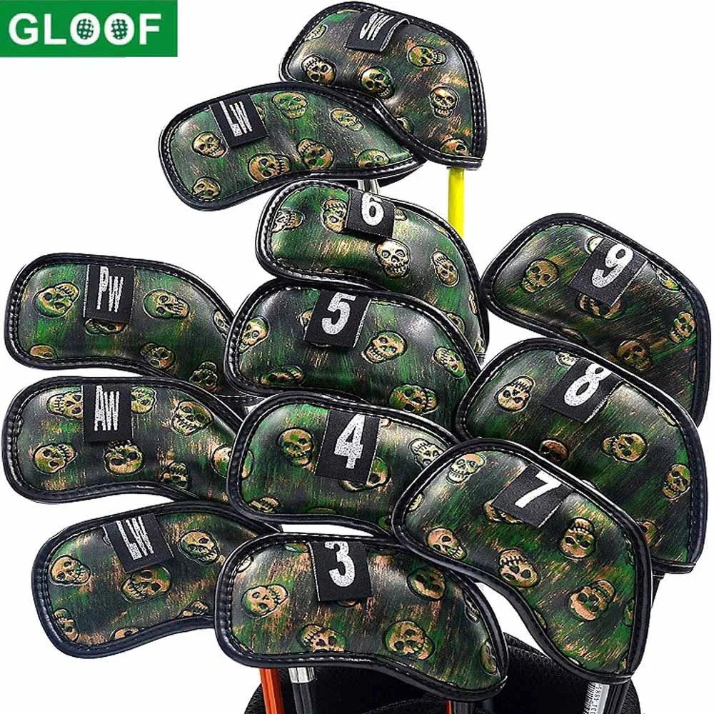 12 piecesset Skeleton Golf Iron Head Cover 39 Pw Aw Sw Lw Club Printing Digital Case Training Equipment Accessories 240921