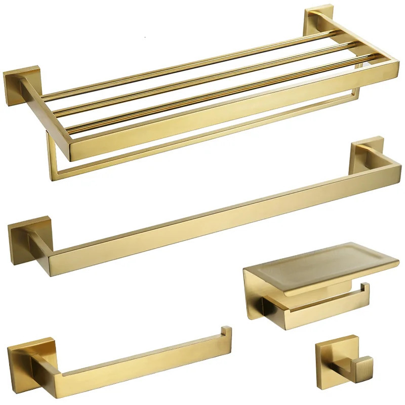 Gold brush bathroom accessories hardware towel bar railing toilet paper holder towel rack hook soap pan toilet brush 240929