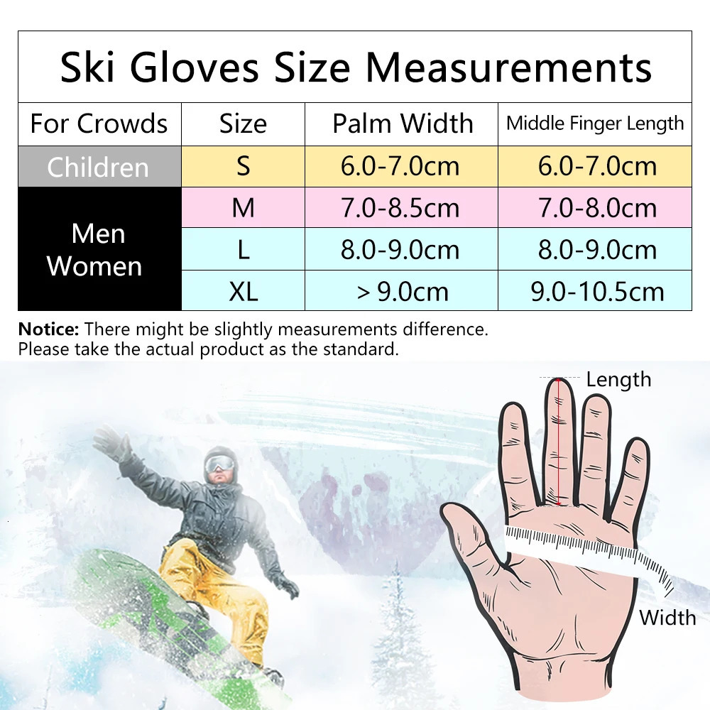 COPOZZ Mens 3-Finger Touch Screen Ski Gloves Waterproof Winter Warm Ski Board Gloves Motorcycle Riding Snow Mobile Phone Gloves 240921